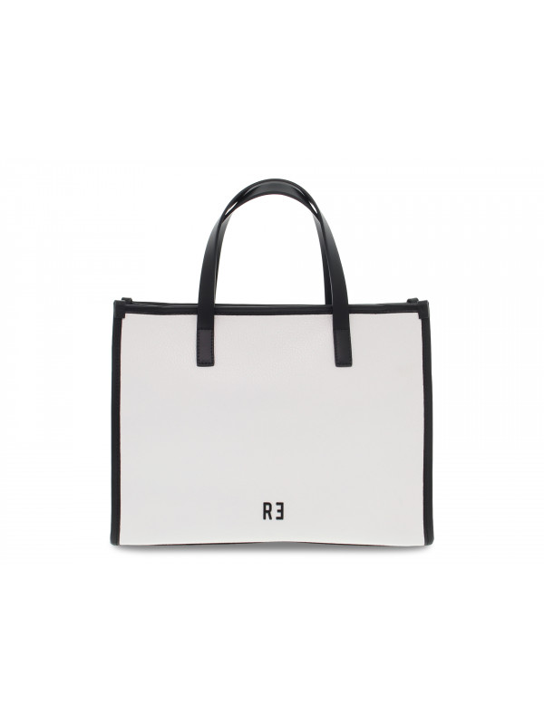Shopping bag Rebelle ASTRA SHOPPING M DOLLARO WHITE in pelle bianco e nero