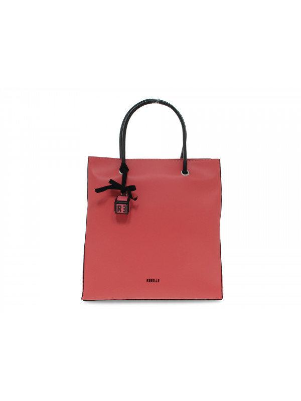 Shopping bag Rebelle DIAMANTE SHOPPING L RUGA CUBE in pelle corallo