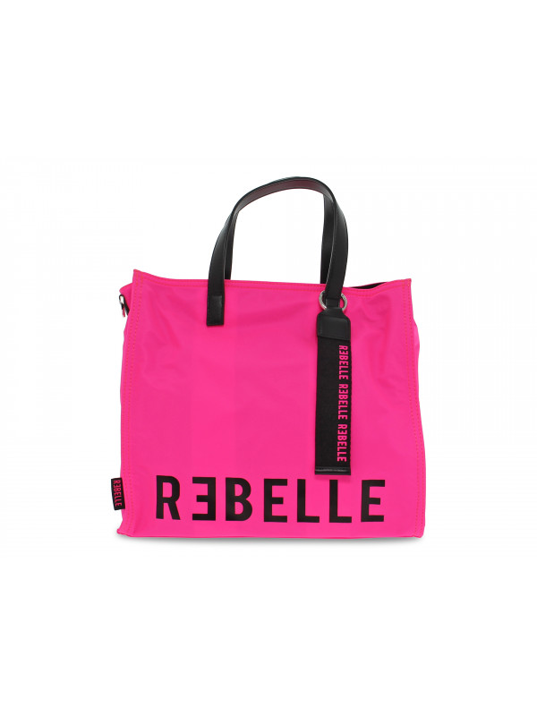 Shopping bag Rebelle ELECTRA SHOP M NYLON FLUO FUXIA in nylon fucsia fluo e nero