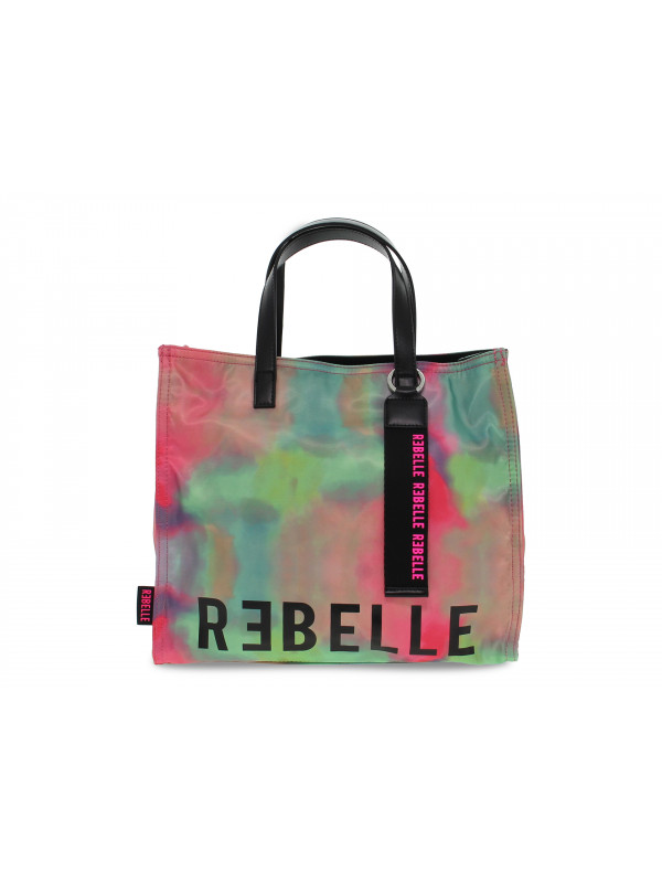 Shopping bag Rebelle ELECTRA SHOP M PRINTED NYLON WATERCOLOR in nylon multicolore e verde
