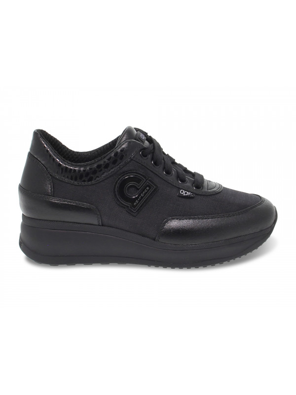 Sneakers Ruco Line AGILE in lycra e pelle nero