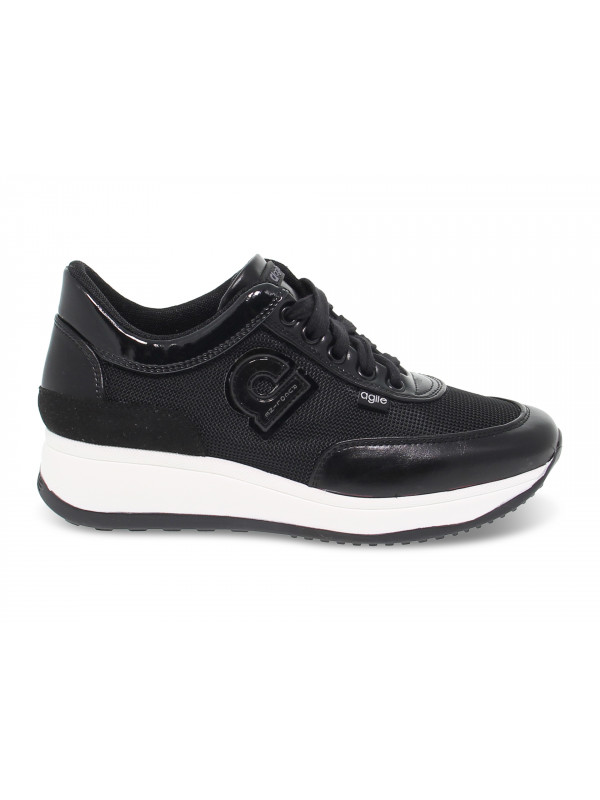 Sneakers Ruco Line AGILE AUDREY in pelle e tessuto nero