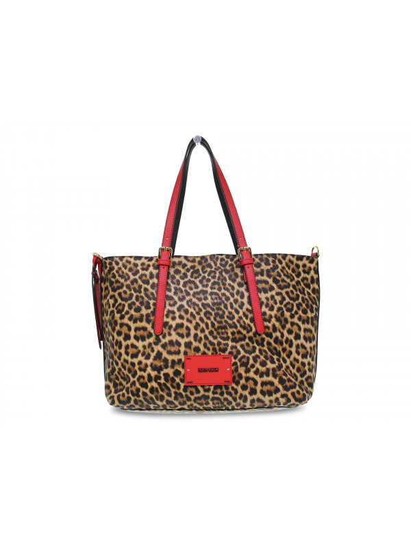 Shopping bag Ermanno Scervino MEDIUM SHOPPER GRETA LEO in ecopelle leopardato e rosso