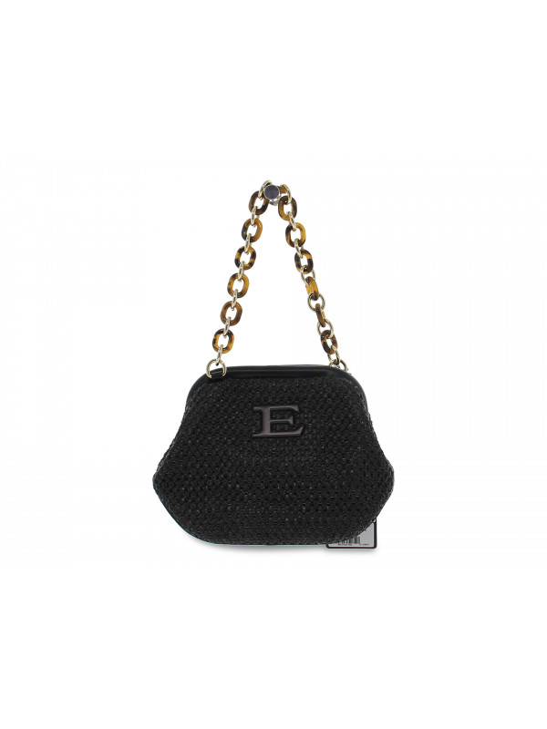 Borsa a tracolla Ermanno Scervino CROSSBODY JENEESIS STRAW in raffia e ecopelle nero