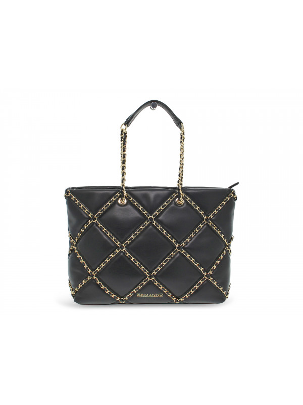 Shopping bag Ermanno Scervino TOTE LILIAN in ecopelle nero e oro