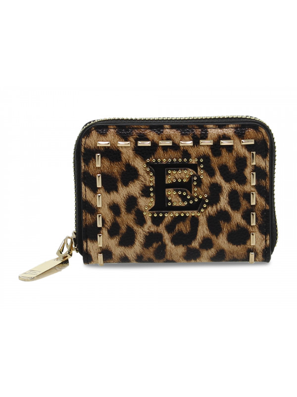 Portafoglio Ermanno Scervino SMALL ZIP WALLET JENNIFER in ecopelle marrone e leopardato