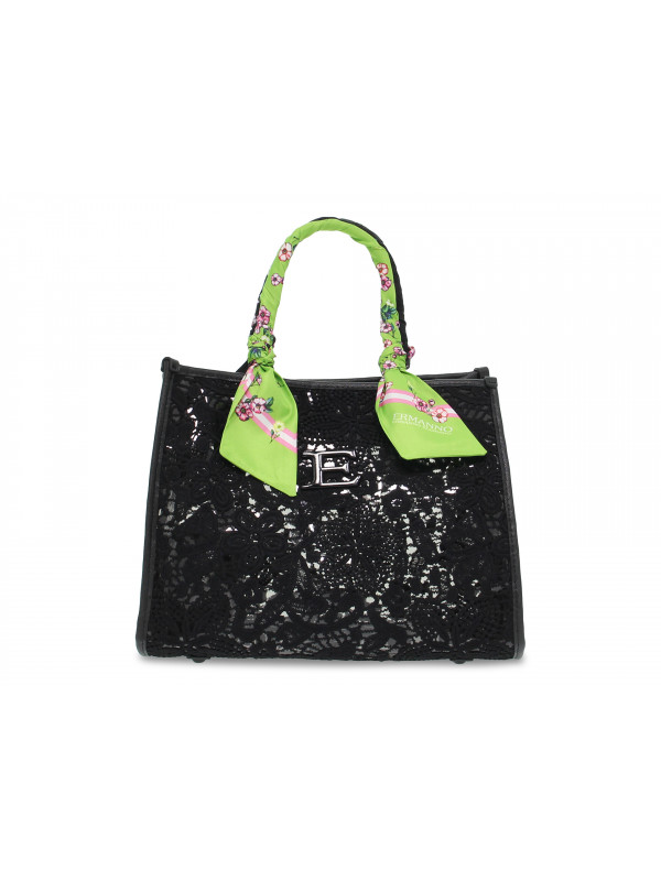 Shopping bag Ermanno Scervino SMALL SHOPPER GINEVRA in pizzo e tessuto nero