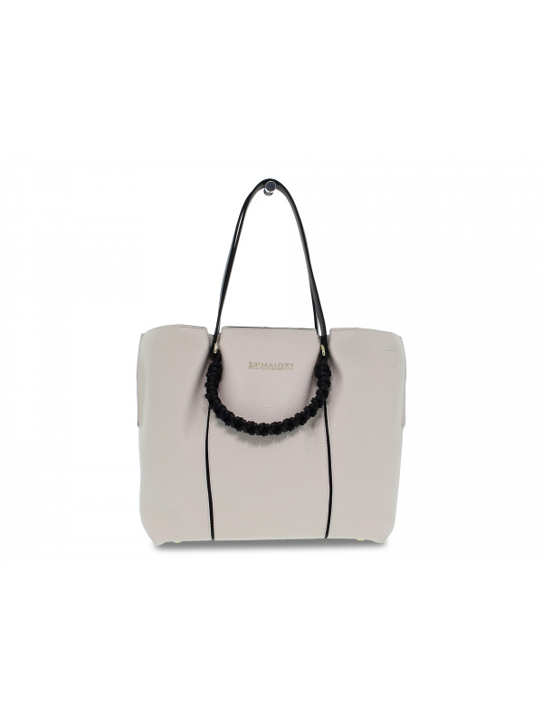 Shopping bag Ermanno Scervino LARGE TOTE MARION in ecopelle crema e nero