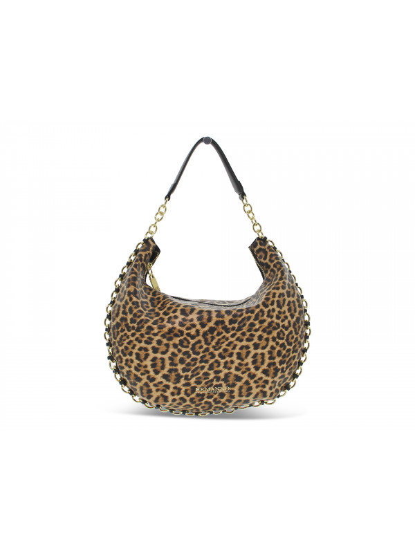 Borsa a tracolla Ermanno Scervino LARGE HOBO MAVIS in ecopelle leopardato e nero