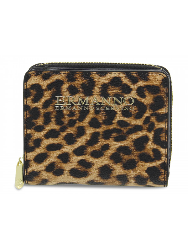 Portafoglio Ermanno Scervino SMALL ZIP WALLET MAVIS in ecopelle leopardato e nero