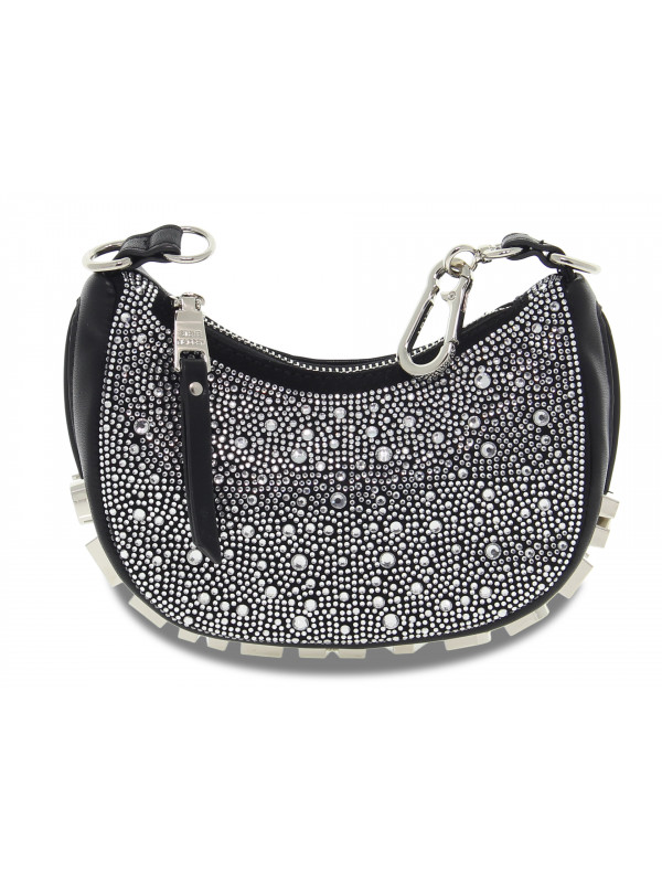 Borsa a tracolla Steve Madden BRISKY SMALL HOBO in pelle e crystal nero e argento