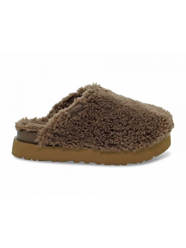 Sandalo UGG Australia FUZZ SUGAR SLIDE HICKORY in camoscio marrone