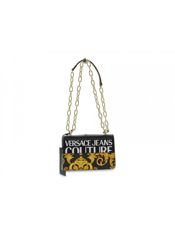 Borsa a tracolla Versace Jeans Couture JEANS COUTURE LINEA G DIS 3 BAROQUE BAG in nappa e saffiano nero e giallo