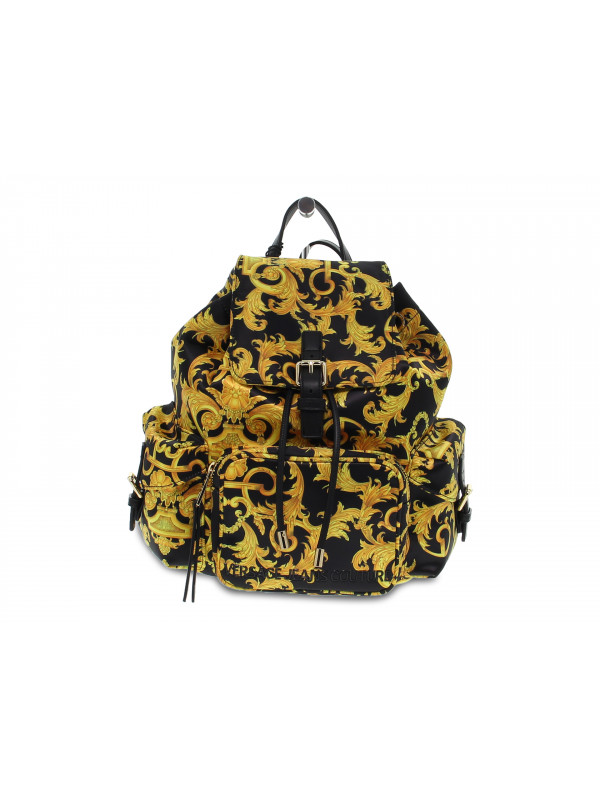 Zaino Versace Jeans Couture JEANS COUTURE LINEA T DIS 3 BAROQUE BAG in nappa e nylon nero e giallo Guidi Calzature Nuova Collezione Autunno Inverno 2024 Guidi Calzature