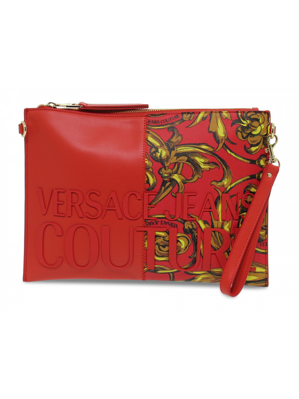 Pochette Versace Jeans Couture JEANS COUTURE RANGE 4 ROCK CUT SKETCH 7 BAGS STRIPES PATCHWORK in ecopelle rosso e multicolore