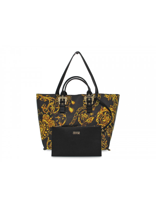Shopping bag Versace Jeans Couture JEANS COUTURE SKETCH 9 BAG BAROQUE in saffiano nero e giallo