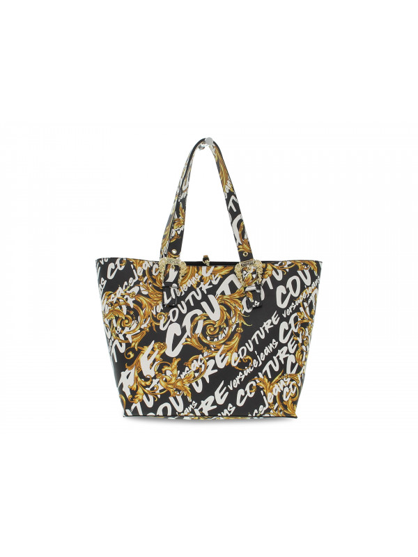 Shopping bag Versace Jeans Couture JEANS COUTURE RANGE F SKETCH 9 BAGS PRINTED in saffiano nero e giallo