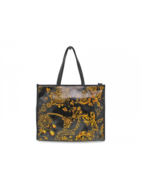 Shopping bag Versace Jeans Couture JEANS COUTURE SKETCH 1 BAG PRINTED REGALIA in stampato nero e giallo