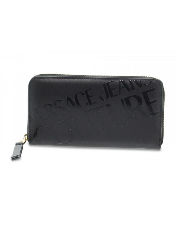 Portafoglio Versace Jeans Couture JEANS COUTURE LINEA A DIS 7 3D PRINT WALLET in nappa e vernice nero