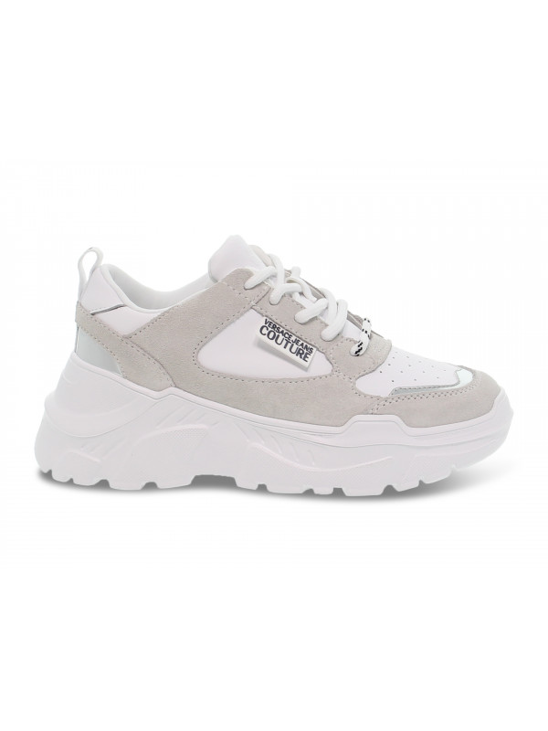Sneakers Versace Jeans Couture JEANS COUTURE SPEED in pelle e camoscio bianco e argento