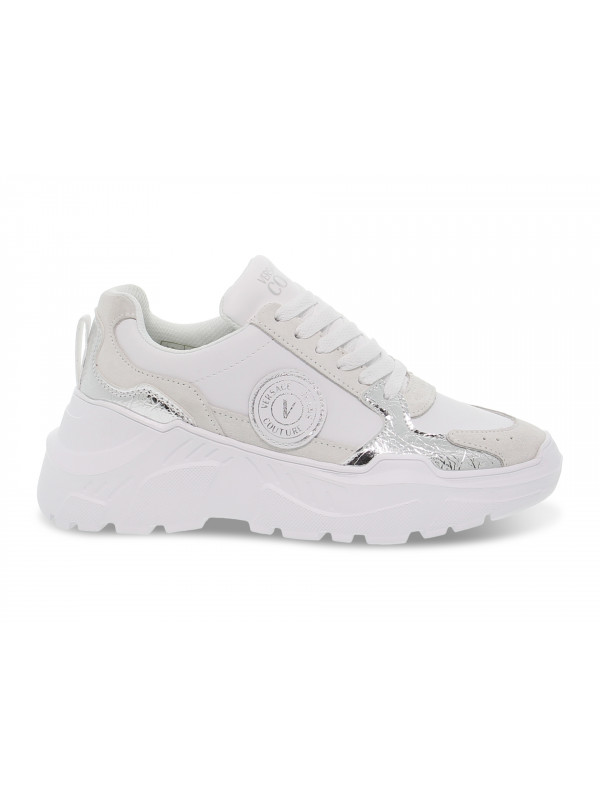 Sneakers Versace Jeans Couture JEANS COUTURE SPEEDTRACK in pelle e laminato bianco e argento