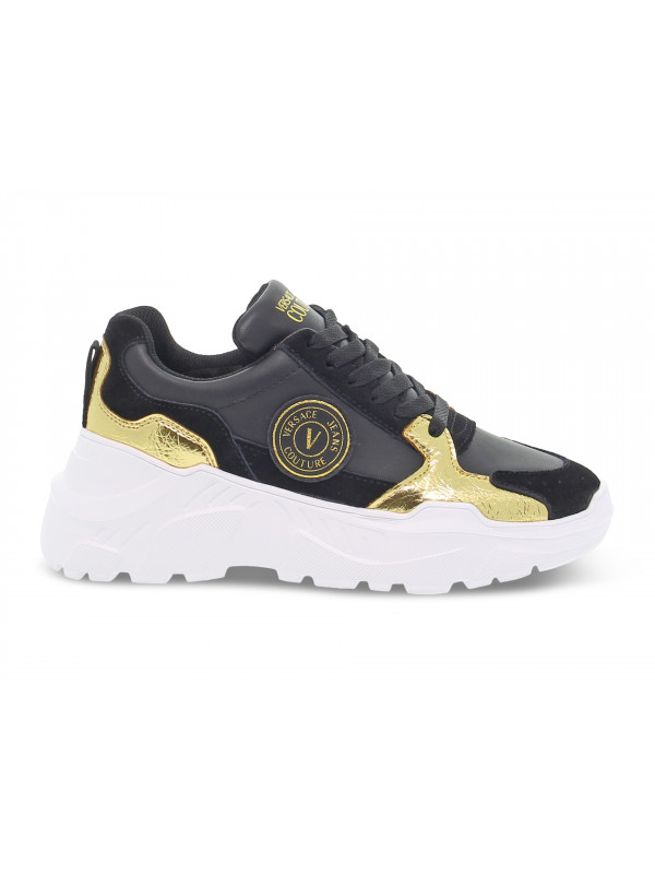 Sneakers Versace Jeans Couture JEANS COUTURE SPEEDTRACK in pelle e laminato nero e oro