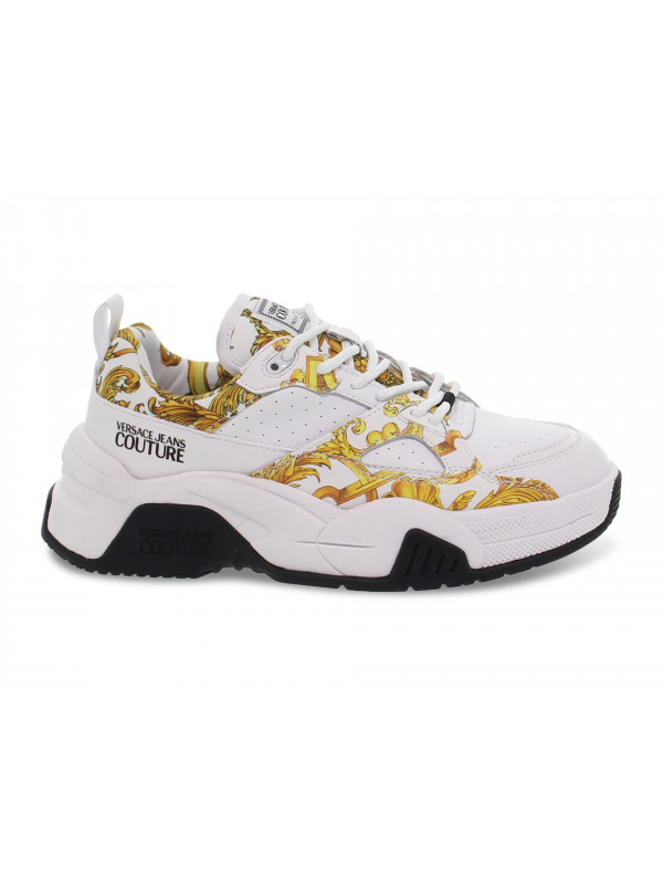 Sneakers Versace Jeans Couture JEANS COUTURE FIRE in pelle e vernice bianco e giallo