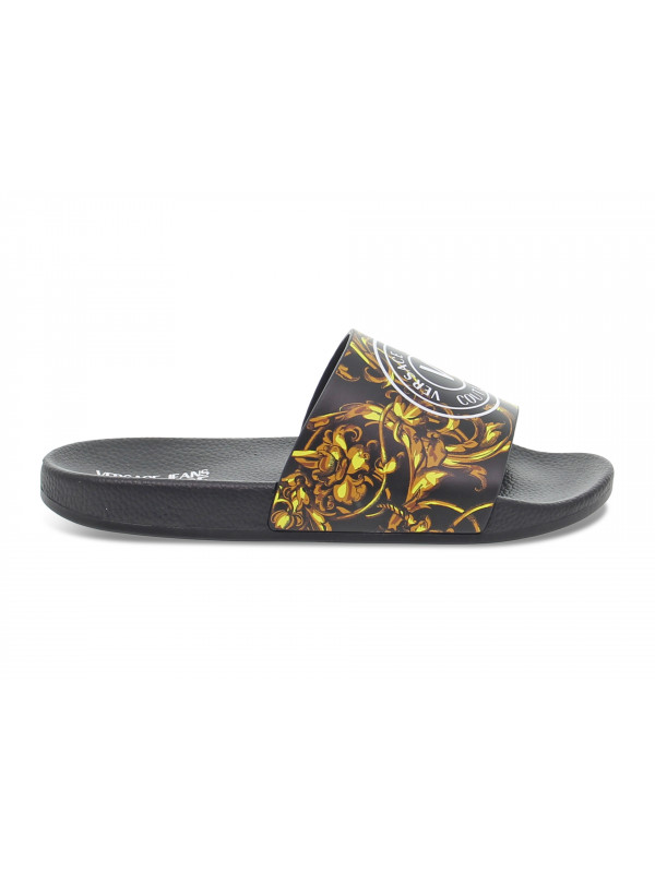 Sandalo basso Versace Jeans Couture JEANS COUTURE SHELLY FLAT in gommato nero e oro