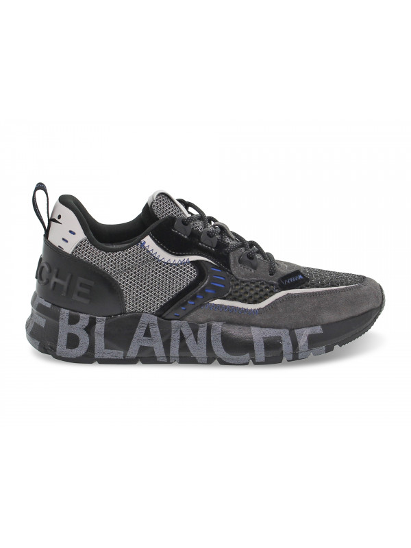 Sneakers Voile Blanche CLUB01 in camoscio e tessuto grigio e nero