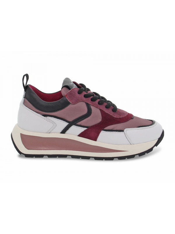 Sneakers Voile Blanche CLUB103 in pelle e nylon bianco e rosa