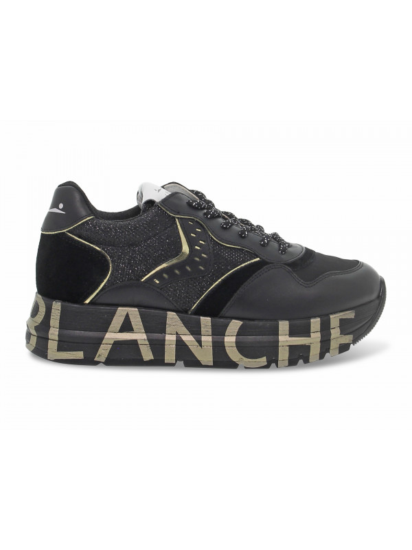 Sneakers Voile Blanche CLUB106 in pelle e tessuto nero e oro
