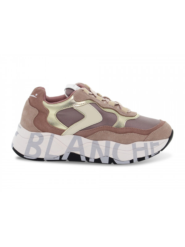 Sneakers Voile Blanche CLUB107 1H63 in camoscio e tessuto rosa e platino