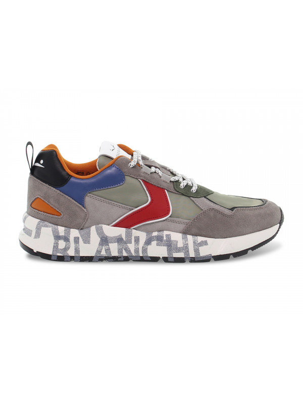 Sneakers Voile Blanche CLUB16 in camoscio e nylon grigio e rosso