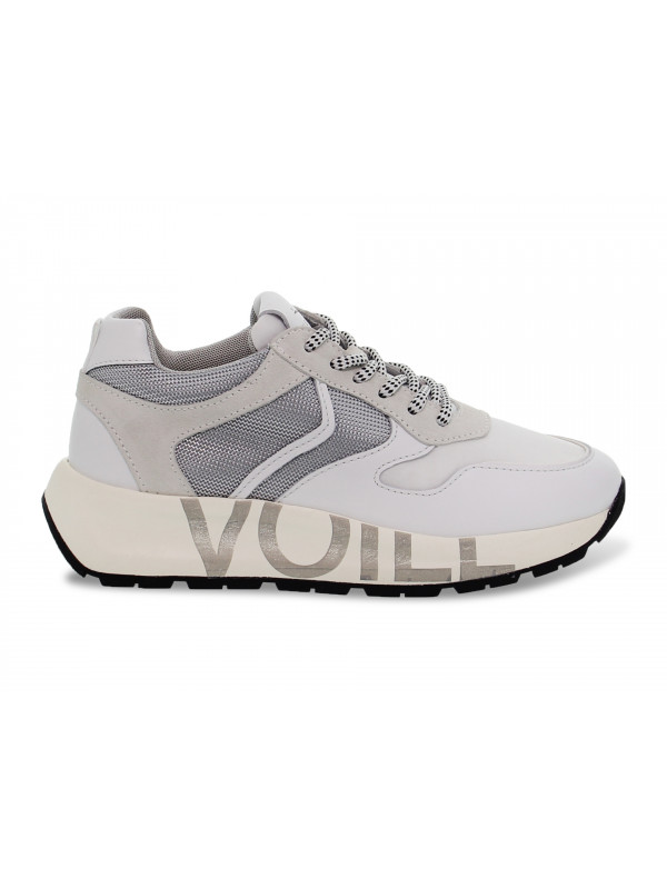 Sneakers Voile Blanche FLOWEE in pelle e nylon bianco e argento