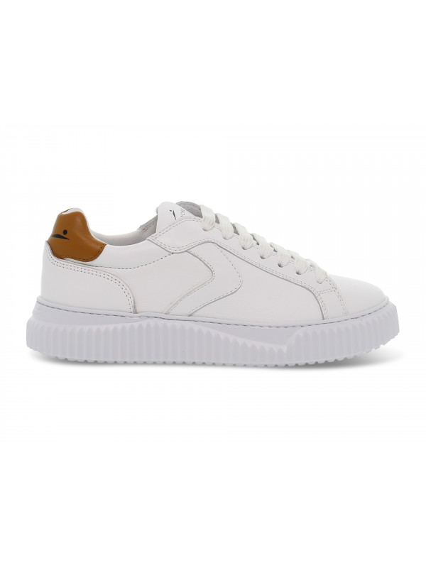 Sneakers Voile Blanche LIPARI in pelle bianco e tabacco