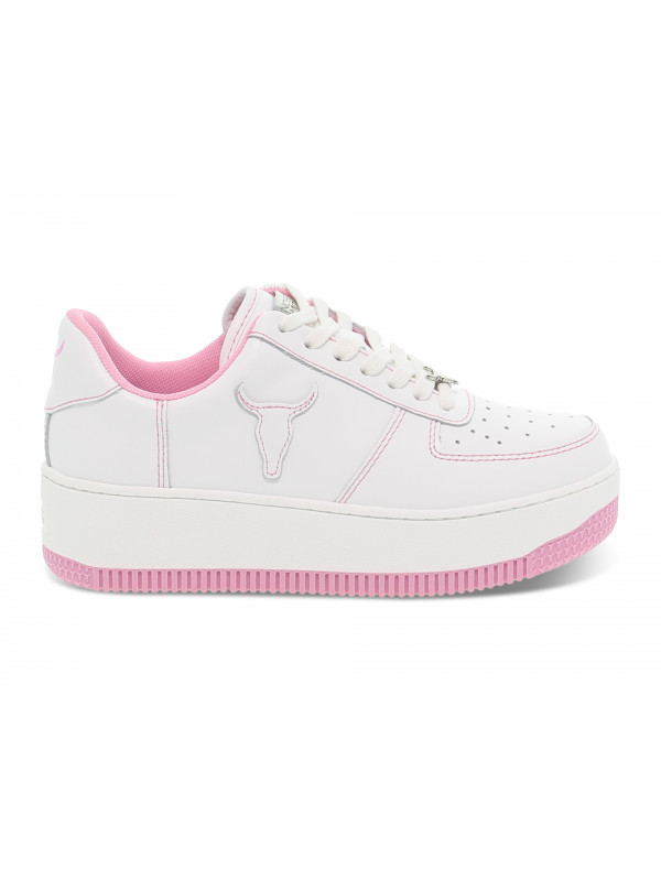Sneakers Windsor Smith REBOUND WHITE BUBBLEGUM in pelle e pelle bianco e rosa