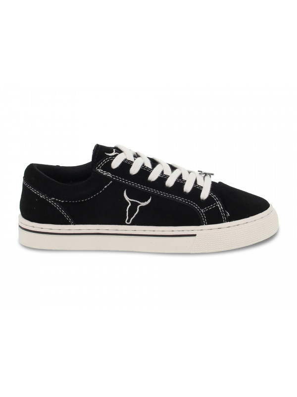 Sneakers Windsor Smith SWEET SUEDE BLACK in camoscio nero e bianco