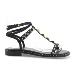 Sandalo basso Ash PARTY SCHIAVA BLACK in pelle nero e oro