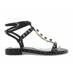 Sandalo basso Ash PARTY SCHIAVA BLACK in pelle nero e oro