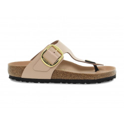 Sandalo basso Birkenstock GIZEH BIG BUCKLE in pelle e vernice beige