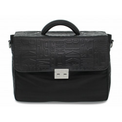 Borsa Bikkembergs BRIEF CASE in pelle e nylon nero