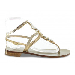 Sandalo basso Capri POSITANO in laminato e crystal oro e bronzo Donna Sandalo basso