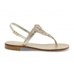 Sandalo basso Capri POSITANO GIOIELLO in laminato e crystal platino e oro Donna Sandalo basso