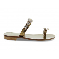 Sandalo basso Capri POSITANO in laminato e crystal bronzo e oro Donna Sandalo basso