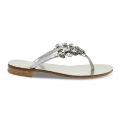 Sandalo basso Capri POSITANO in laminato e crystal argento e nikel Donna Sandalo basso