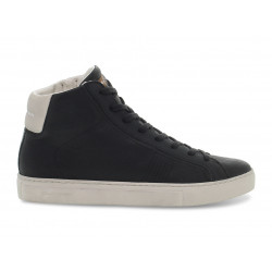 Sneakers Crime London HIGH TOP ESSENTIAL in pelle nero e bianco