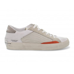 Sneakers Crime London LOW TOP DISTRESSED in pelle bianco e beige