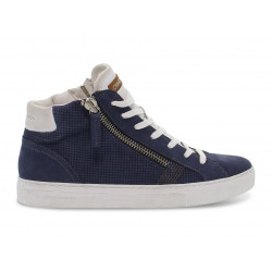 Sneakers Crime London HIGH TOP DOUBLE ZIP in pelle e nabuk blu e bianco