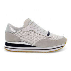 Sneakers Crime London DYNAMIC in pelle e camoscio bianco e grigio