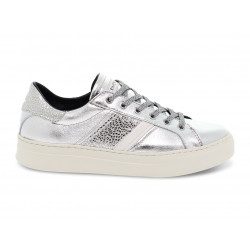 Sneakers Crime London LOW TOP CLASSIC in laminato e stampato argento